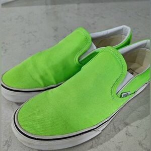 Vans Neon Green Slip Ons. Men’s size 10.